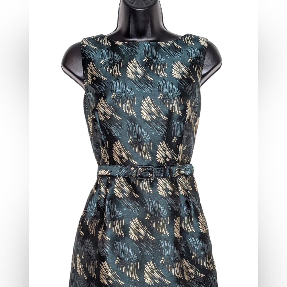 Like New! Anne Klein Belted Jacquard Dress - Picture 3 of 15